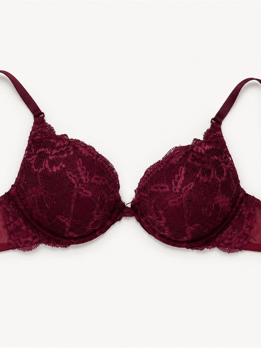 34B La SENZA Lace Push-Up Bra in Burgundy